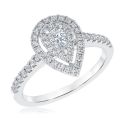 Ellaura Couture Pear Shaped Double Halo Diamond Engagement Ring 5/8ctw