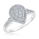 Ellaura Harmony Composite Diamond Pear-Shaped Engagement Ring 3/8ctw